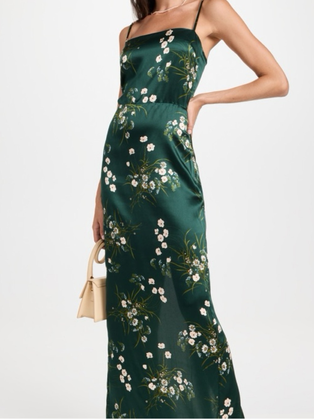 Reformation Frankie Floral Silk Maxi Dress in Buena Green Size 8 - Picture 7 of 16